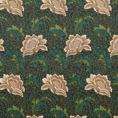 Floral Curtain Fabric : Winter Garden Curtain Fabric Forest