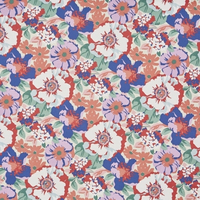 Floral Curtain Fabric : Zumba Raspberry
