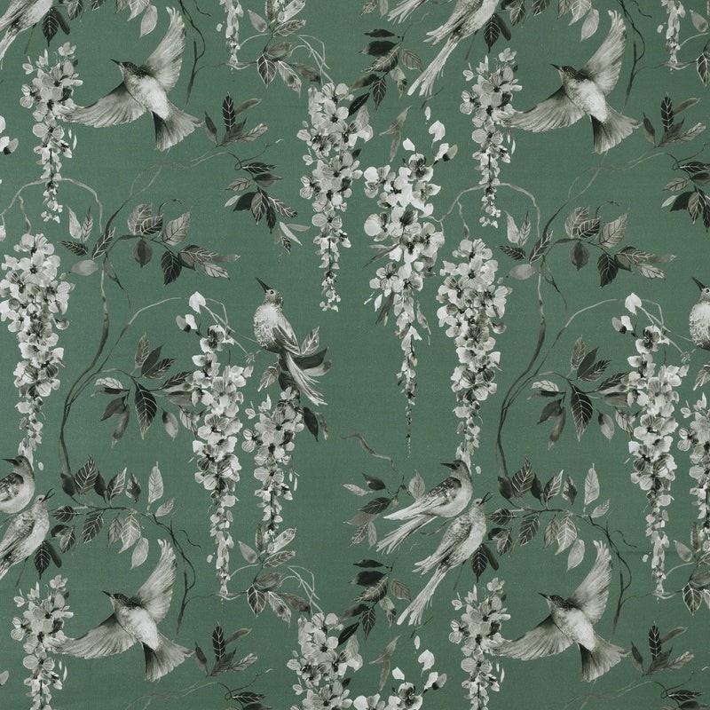 Floral Curtain Fabric : Wisteria Curtain Fabric Sage Grey Floral Curtain Fabric Curtain Cloth Textile / Curtain Fabric Choose Sample / Pattern Chart