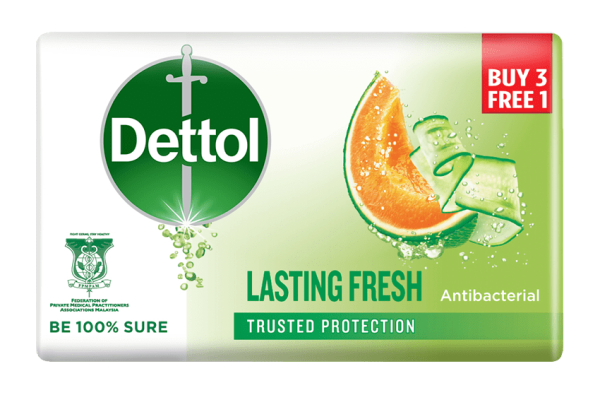 Dettol Bar Soap Lasting Fresh 100g 3+1