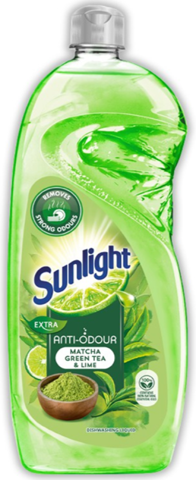 Sunlight Dishwash Liquid Extra Anti-Odour Green Tea, Matcha & Lime (900ml)