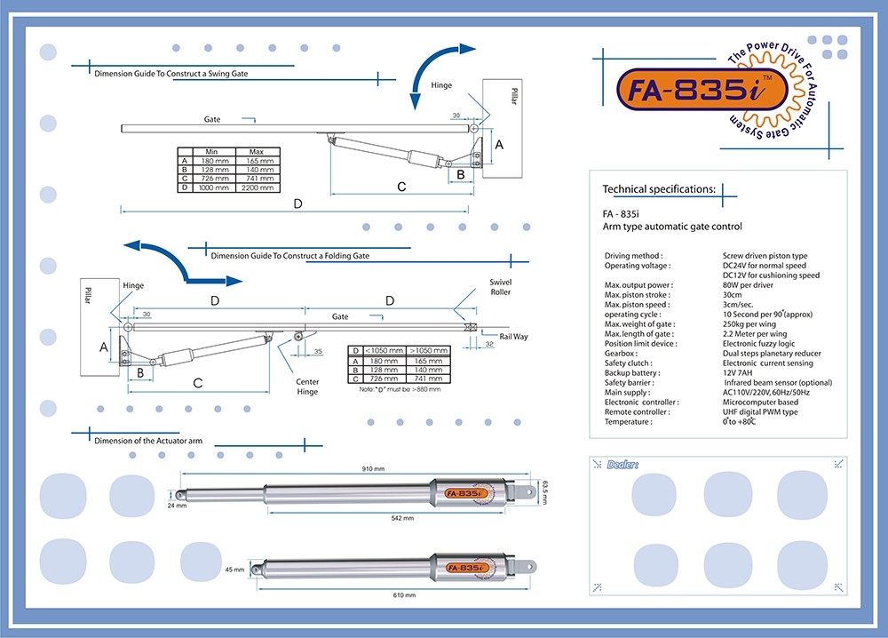 FA 835i  Sistem Pintu Pagar Automatik FAAC Sistem Pintu Pagar Automatik Arm Katalog & Brosur