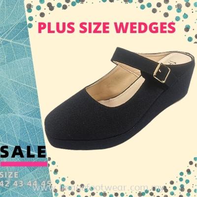 PlusSize Women 2.5 inch Wedges- PS-999-16(B)- BLACK Colour