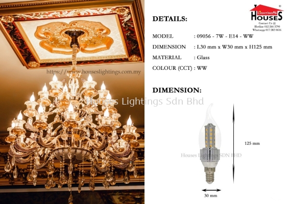 DINGS 09056 7W WW TIP E14 LED CANDLE BULB