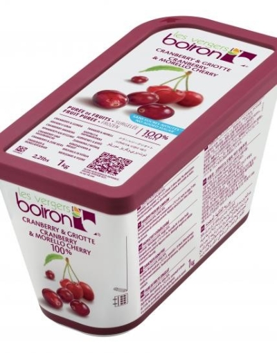 BOIRON, Frozen Fruit Puree - Cranberry Morello Cherry 12% Invert Sugar , 1kg