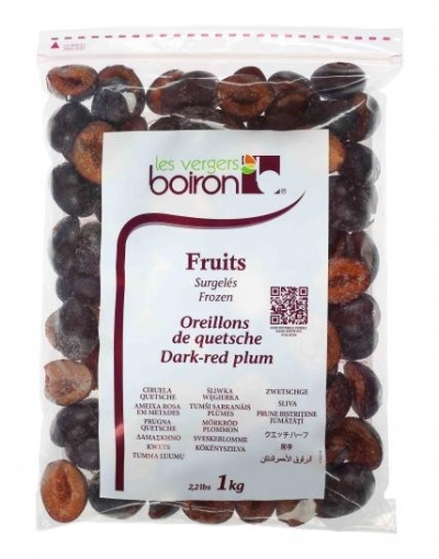 BOIRON, Frozen Whole Fruit & Pieces - IQF Dark Red Plum (Halves), 1kg (Indent)