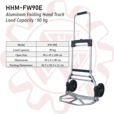 HHM Aluminum Folding Hand Truck FW-90E, Load Capacity: 90kg