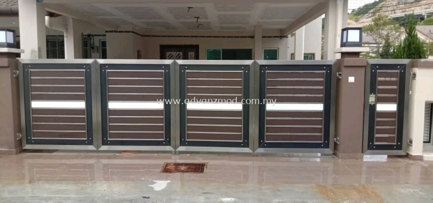 Hairline Stainless Steel Folding Gate With Aluminium Panels [Ү]
#Advanziron#Advanzmod 