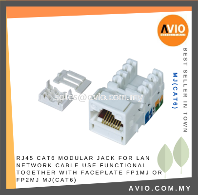 RJ45 CAT6 Keystone Modular Jack For Lan Network Cable Use Functional With Faceplate FP1MJ Single / FP2MJ Double MJ(Cat6)