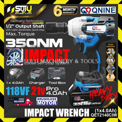 Q9 QET2140CIW 21V Brushless Cordless Impact Wrench 350NM w/ 1 x Battery 4.0Ah + Charger