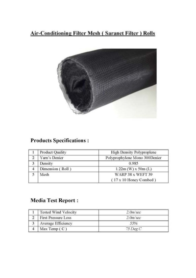 AIR-CONDITIONING FILTER MESH (SARANET FILTER) ROLLS