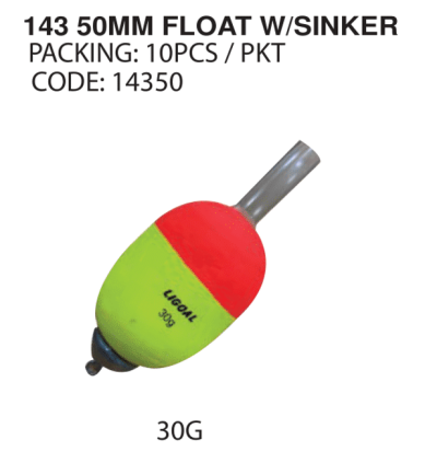 143 50mm 30g Float with Sinker (10pcs per pack) CODE 14350