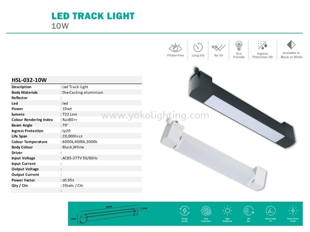 HSL-032-10W-BK/WH NORMAL TRACK LIGHT Johor Bahru (JB