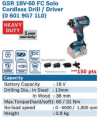 GSR 18V-60 FC SOLO CORDLESS DRILL DRIVER - 0 601 9G7 1L0 BOSCH POWER TOOLS BOSCH POWER TOOL MACHINERY AND POWER TOOLS