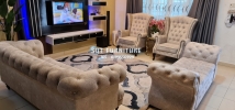 chesterfield + chaise lounge + large wing chair  mix and match
