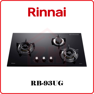 RINNAI 3-Hyper Burner Built-in Gas Hob (Glass) RB-93UG