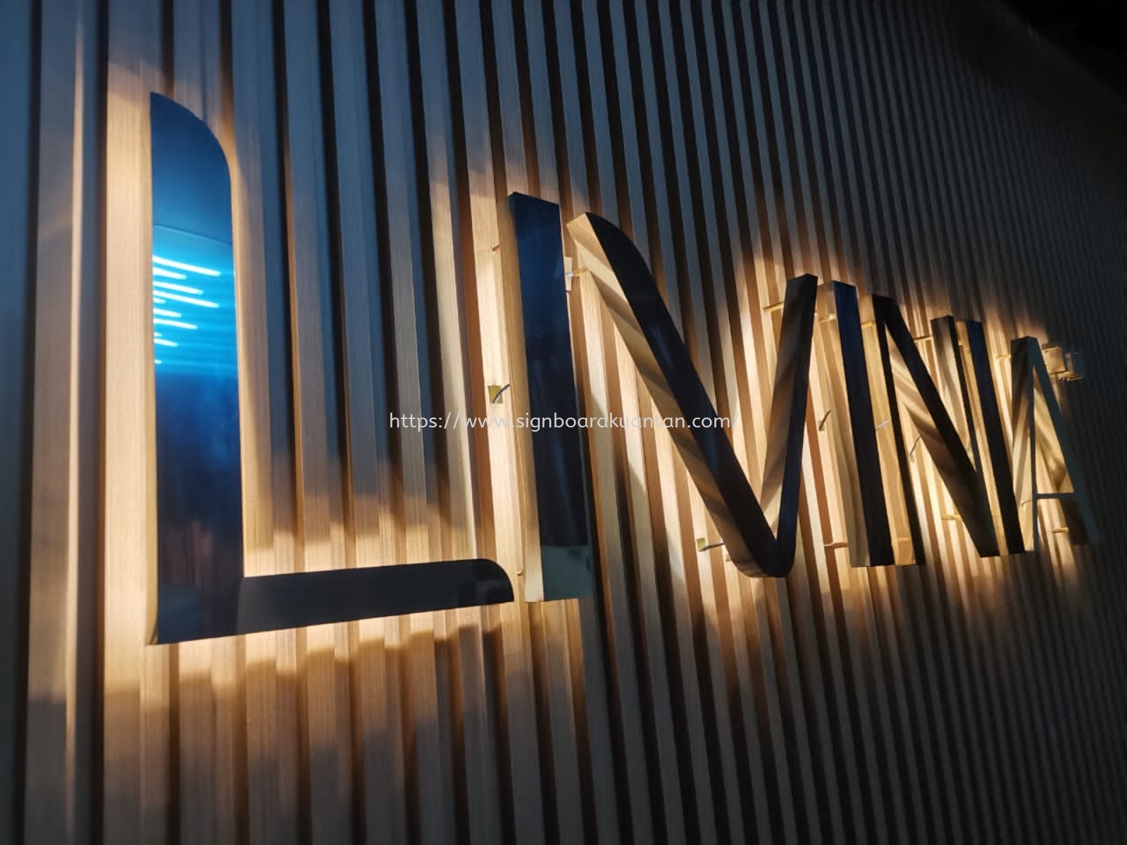 LIVINIA 3D LED STAINLESS STEEL BACKLIT SIGNAGE SIGNBOARD AT KARAK 