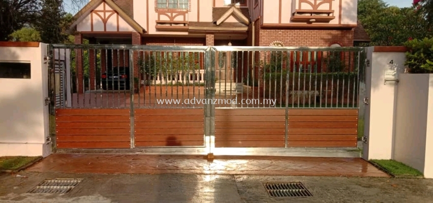 Stainless Steel Swing Gate With Aluminium Panels @Cyberjaya 