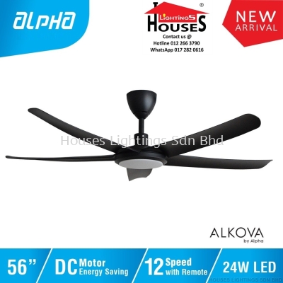 ALPHA Alkova - PAZION G2 56 Inch LED DC Motor Ceiling Fan with 5 Blades (12 Speed Remote) - Matt Black