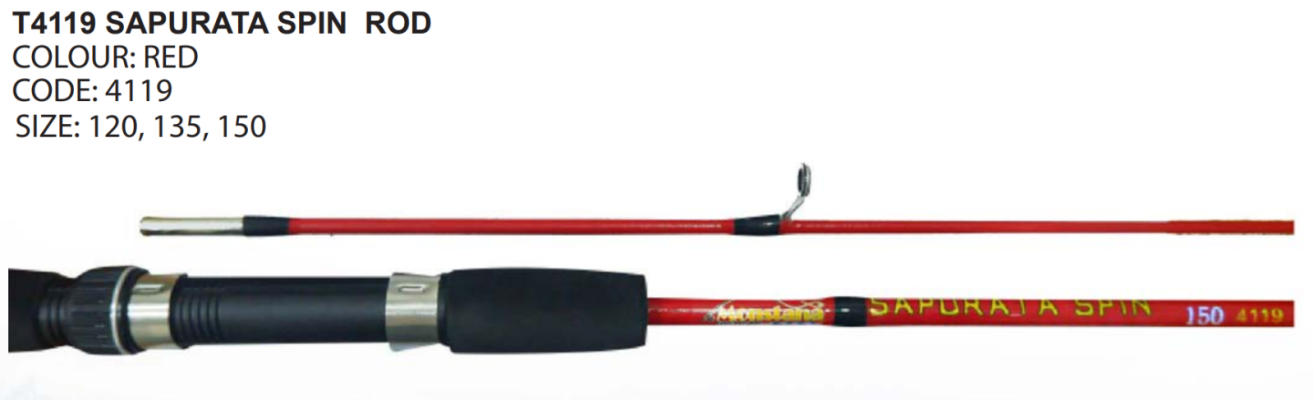 T4119 SAPURATA SPIN ROD 120 135 150 (RED) CODE 4119