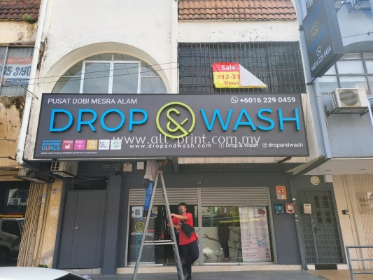 Drop & Wash Subang - 3D Cut Out Pvc Foam Board Lettering Signage