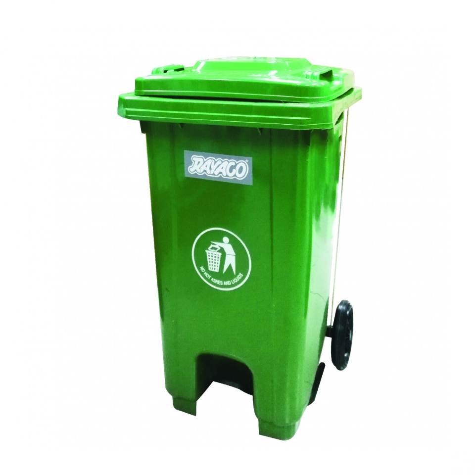 RI100U GREEN WHEEL 100L DUSTBIN WITH PEDAL Dustpan, Basket & Bins Series