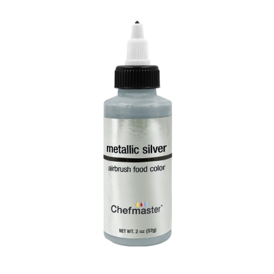 Chefmaster, Airbrush Color, Metallic Silver, 2 oz