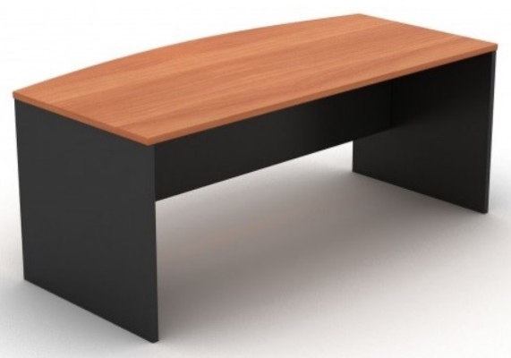 D shape table with wooden panel leg (Cherry and dark grey)