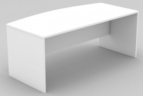 D shape table with wooden panel leg (White)