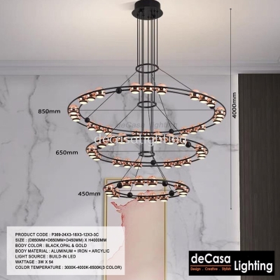 High Ceiling Pendant Light (P369-24/18/12x3-3C)