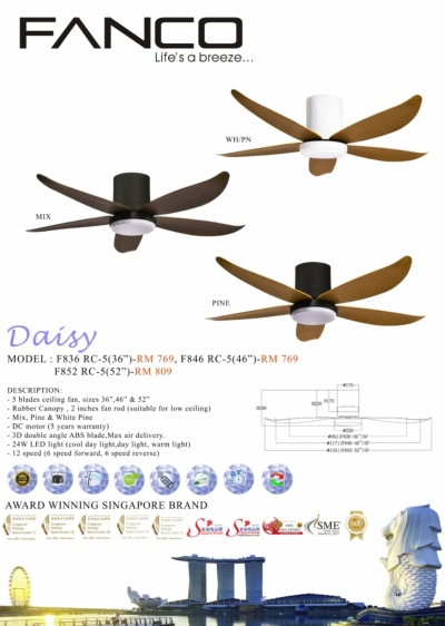 Fanco DC fan 36"/46"/52"