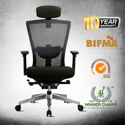 WN3 ALU2-COF-5D-BLK ERGONOMIC HIGHBACK OFFICE CHAIR