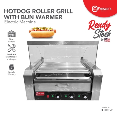 HOT DOG ROLLER GRILL WITH BUN WARMER