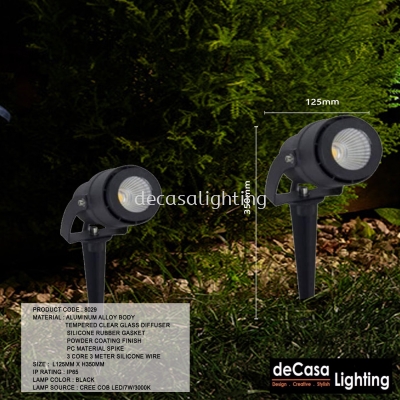 OUTDOOR LED SPIKE LIGHT LW-8029-SBK-7W