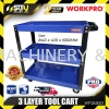 WORKPRO WP285001 Heavy Duty 3 Layer Tool Cart / Troli Alat (Blue) Trolley / Truck Tool Storage / Trolley