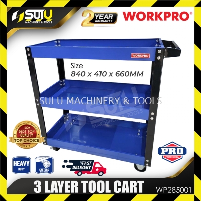 WORKPRO WP285001 Heavy Duty 3 Layer Tool Cart / Troli Alat (Blue)