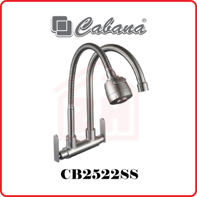 CABANA Wall Mounted Flexible Head + S/Steel Spout Kitchen Tap CB2522SS