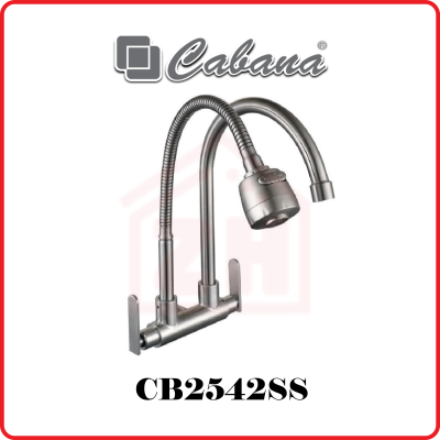 CABANA Wall Mounted Flexible Head + S/Steel Spout Kitchen Tap CB2542SS