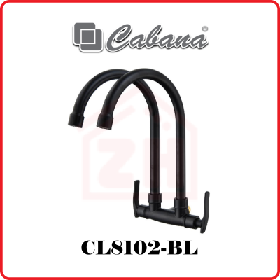 CABANA Wall Mounted Kitchen Tap (Double) CB8102-BL