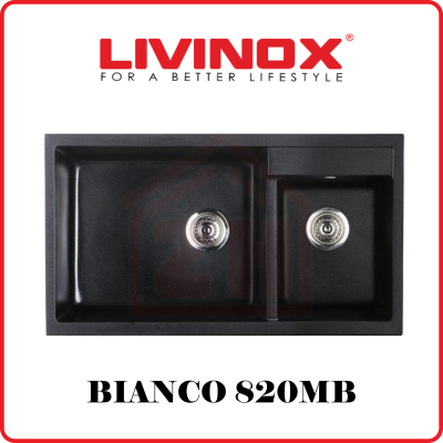 LIVINOX 2 Bowls Granite Sink BIANCO 820MB