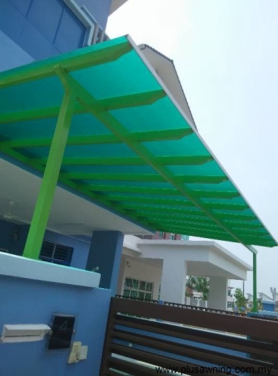 Green Color Polycarbonate Awning Roof Design