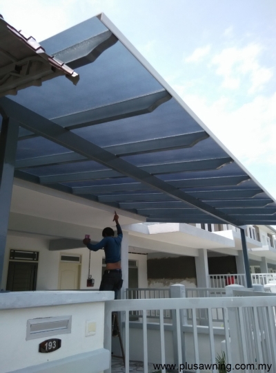 Blue Color Polycarbonate Awning Roof Design