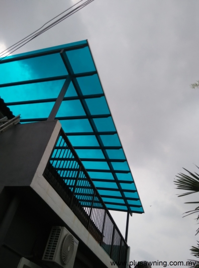 Blue Color Polycarbonate Awning Roof Design