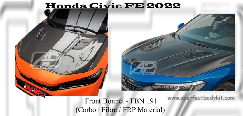 Honda Civic FE 2022 Front Bonnet (Carbon Fibre / FRP Material) 