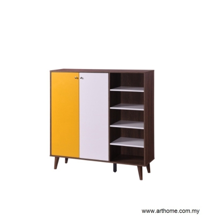 HENNA 2DOORS SHOE CABINET (NATURAL+WHITE)