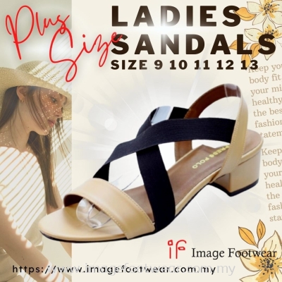 Express Polo Plus Size Ladies Sandal with 1.2 Inch Heel - SL- 9193- ALMOND Colour
