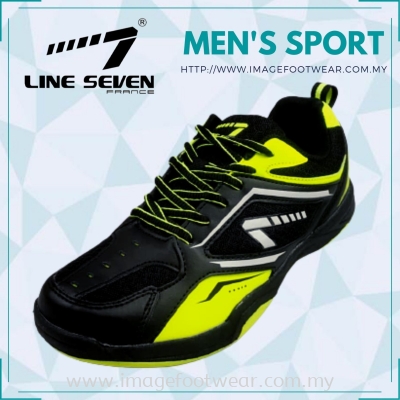 LINE 7 Men Sport Badminton Shoes -CS-2146- BLACK/GREEN Colour