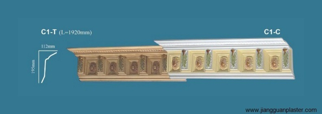 Colorful Plaster Ceiling Cornice : C1-T C1-C