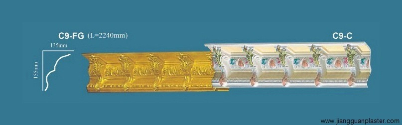 Colorful Plaster Ceiling Cornice : C9-FG C9-C