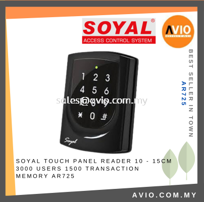 SOYAL Door Access Control Touch Panel Keypad Reader Range 10 - 15CM 3000 Users Black Color Support AR716EV AR725